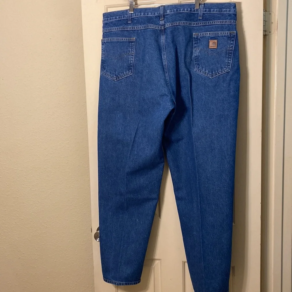 Carhartt Mens Blue Tapered Leg Relaxed Fit Denim Pockets Cotton Jeans Size 42/32